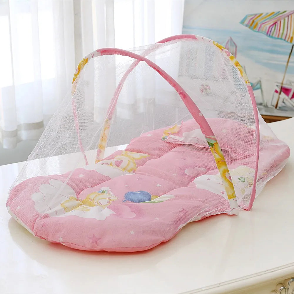 Baby Crib Mosquitoes Net Portable Foldable Infant Bed Household Anti-mosquito Mesh Cover with Cushions Small Pillows