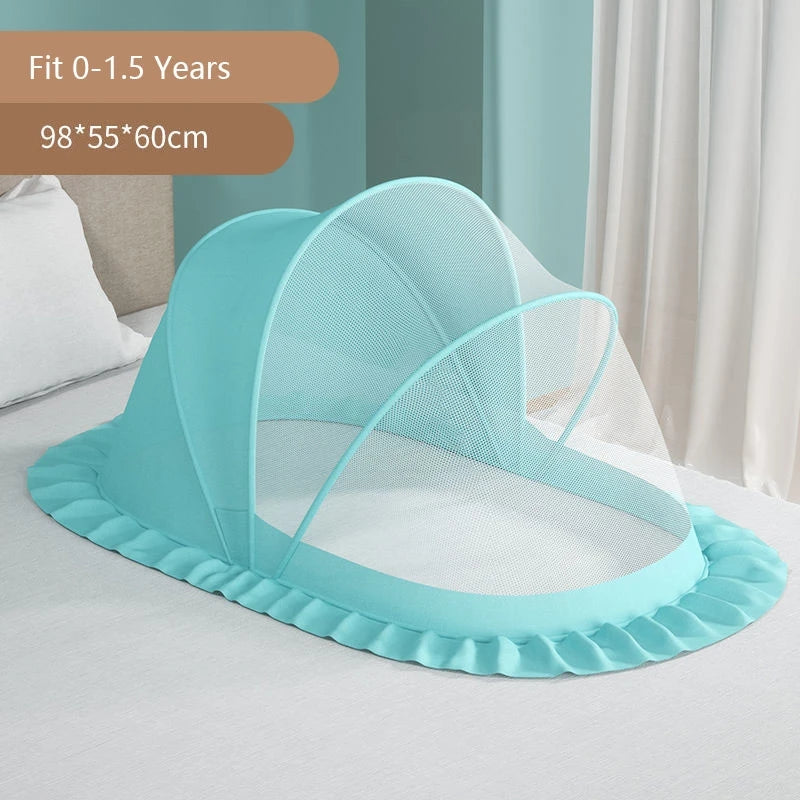 Baby Bed Infant Mosquito Nets Foldable with Cotton Pillows Portable Folding Baby Bedding Crib Netting