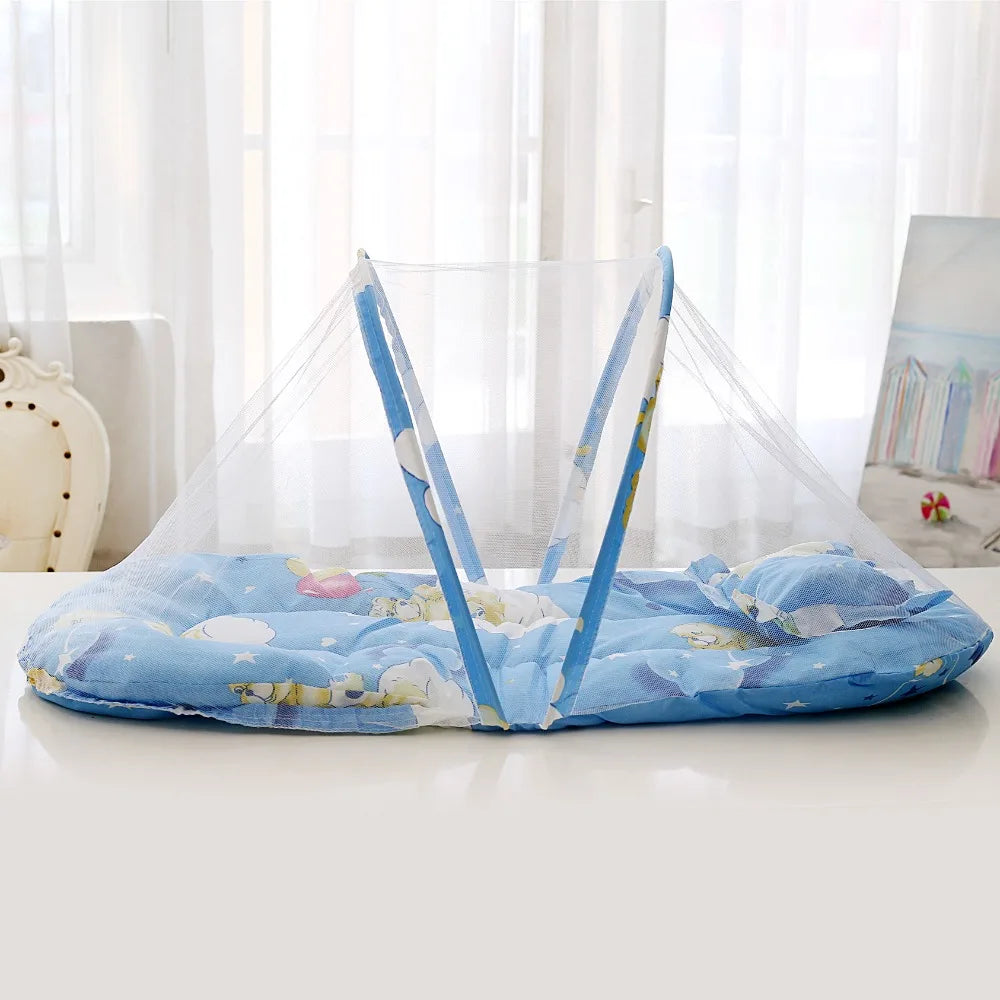 Baby Crib Mosquitoes Net Portable Foldable Infant Bed Household Anti-mosquito Mesh Cover with Cushions Small Pillows