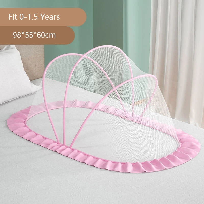 Baby Bed Infant Mosquito Nets Foldable with Cotton Pillows Portable Folding Baby Bedding Crib Netting